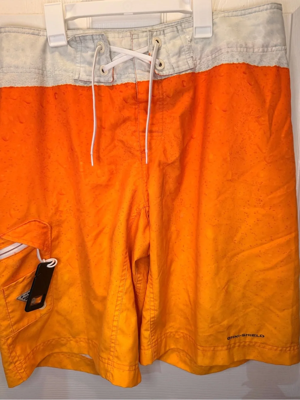 Columbia PFG Men's Orange Swim fishing Trunks with White Waistband